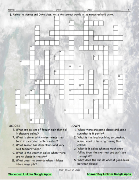 Seasons-Weather Interactive Crossword Puzzle for Google Apps LINKS