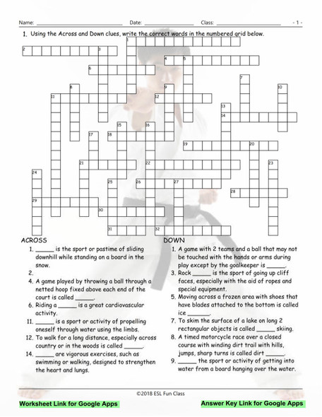 Sports Interactive Crossword Puzzle for Google Apps LINKS