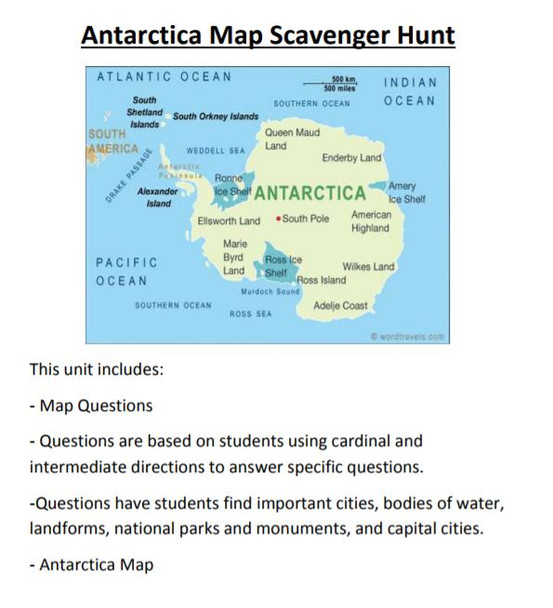 Antarctica Map Scavenger Hunt