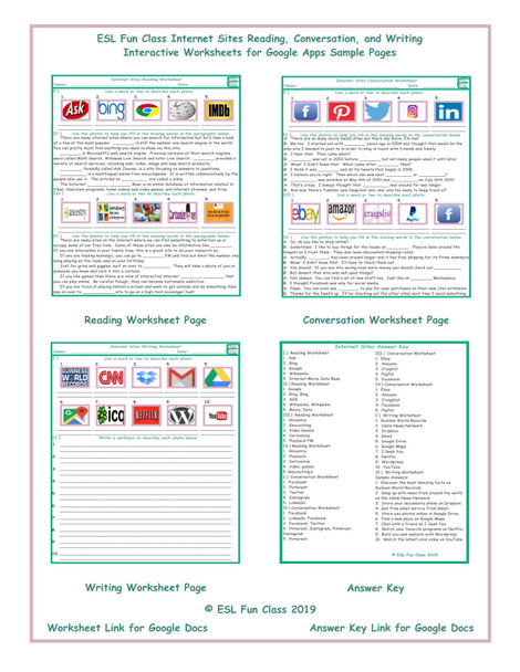 Internet Sites Read-Converse-Write Interactive Worksheets for Google Apps LINKS