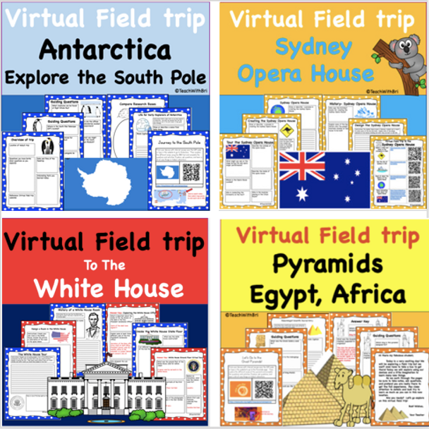  Discount Bundle-  Virtual Field Trips - Explore all 7 Continents of the World- 7 Great Trips but only pay for 5!