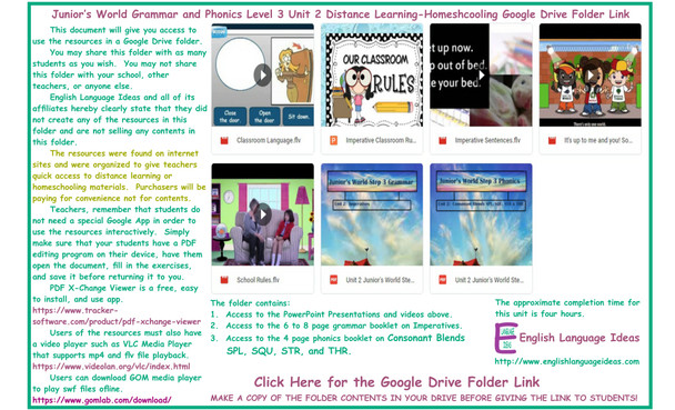 Imperatives and Phonics Distance Learning-Homeschooling Bundle-Google Drive Link