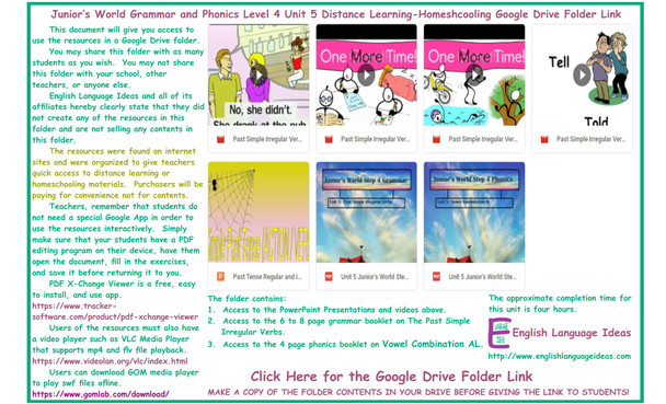 Past Irregular Verbs and Phonics Distance Learning-Homeschooling Bundle-Google Drive Link