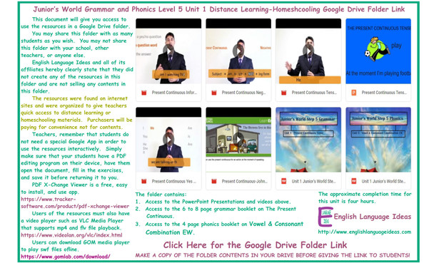 Present Continuous and Phonics Distance Learning-Homeschooling Bundle-Google Drive Link