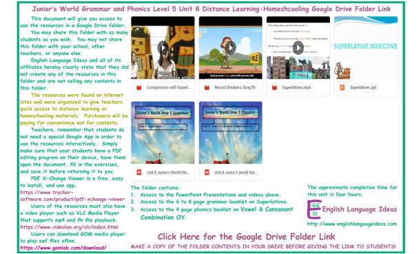 Superlatives and Phonics Distance Learning-Homeschooling Bundle-Google Drive Link