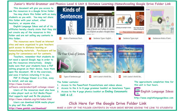 Senetence Types and Phonics Distance Learning-Homeschooling Bundle-Google Drive Link