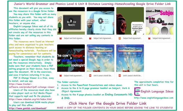 Subject, Verb & Object Agreement and Phonics Distance Learning-Homeschooling Bundle-Google Drive Link