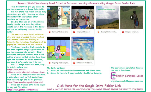 Camping Distance Learning-Homeschooling Bundle-Google Drive Link