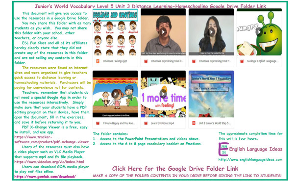 Emotions Distance Learning-Homeschooling Bundle-Google Drive Link