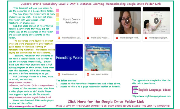 Friends Distance Learning-Homeschooling Bundle-Google Drive Link