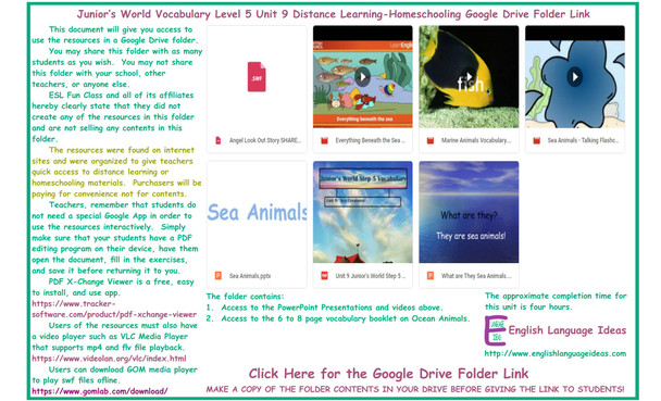 Ocean Animals Distance Learning-Homeschooling Bundle-Google Drive Link