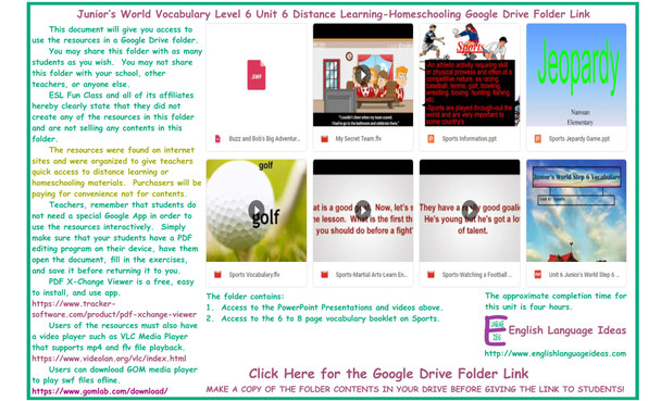 Sports Distance Learning-Homeschooling Bundle-Google Drive Link