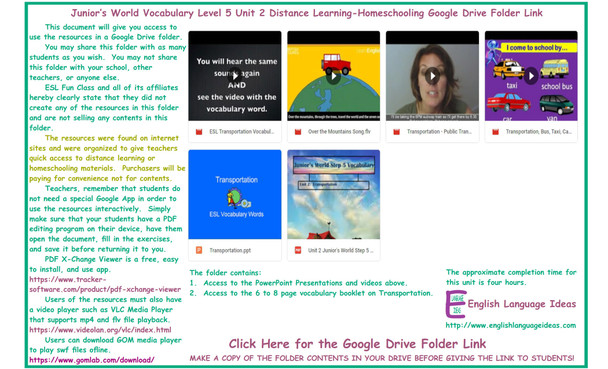 Transportation Distance Learning-Homeschooling Bundle-Google Drive Link