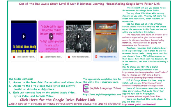 Adverbs vs Adjectives Music Distance Learning-Homeschool Bundle-Google Drive