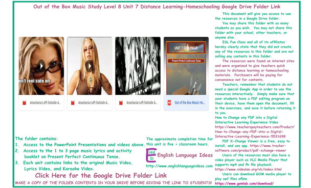 Present Perfect Continuous Tense Music Distance Learning-Homeschool Bundle-Google Drive