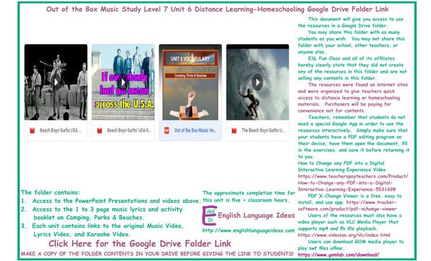 Camping, Parks & Beaches Music Distance Learning-Homeschool Bundle-Google Drive