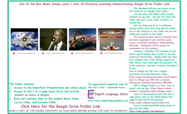 Colors & Shapes Music Distance Learning-Homeschool Bundle-Google Drive
