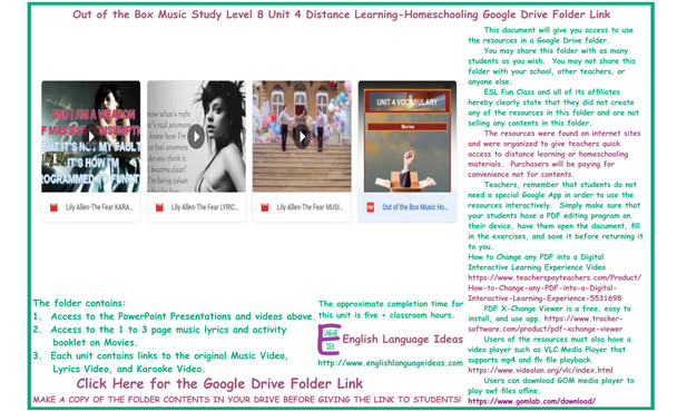 Movies Music Distance Learning-Homeschool Bundle-Google Drive
