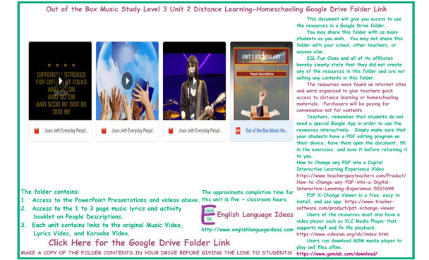 People Descriptions Music Distance Learning-Homeschool Bundle-Google Drive