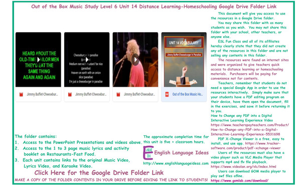 Restaurants-Fast Food Music Distance Learning-Homeschool Bundle-Google Drive