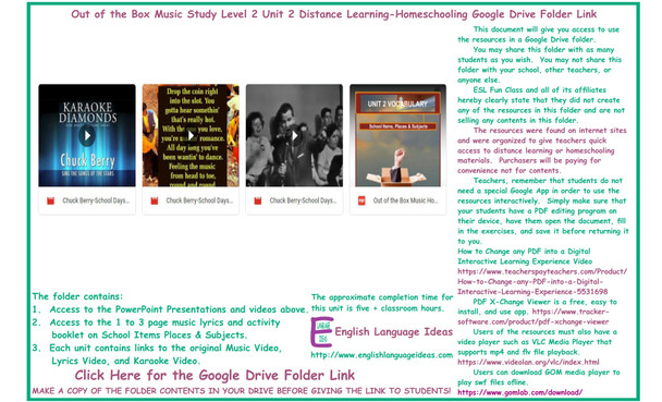 School Items Places & Subjects Music Distance Learning-Homeschool Bundle-Google Drive