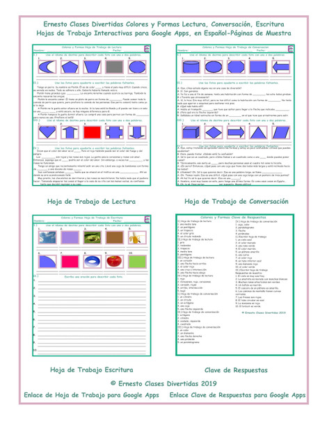Colors and Shapes Read-Converse-Write Spanish Interactive Worksheets-Google Apps