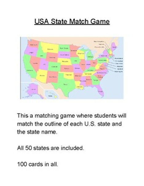 USA State Capital Match Game