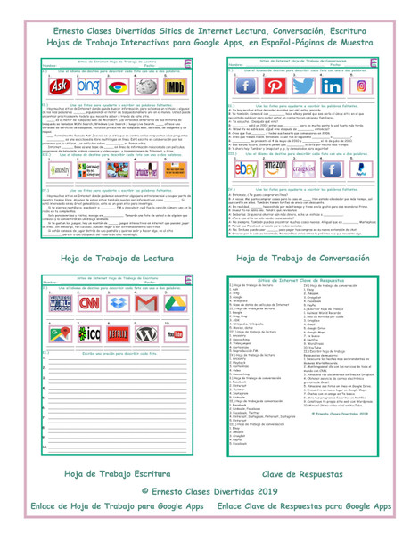 Internet Sites Read-Converse-Write Spanish Interactive Worksheets-Google Apps