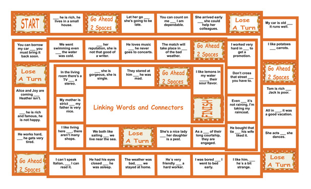 Linking Words and Connectors Legal Size Text Board Game