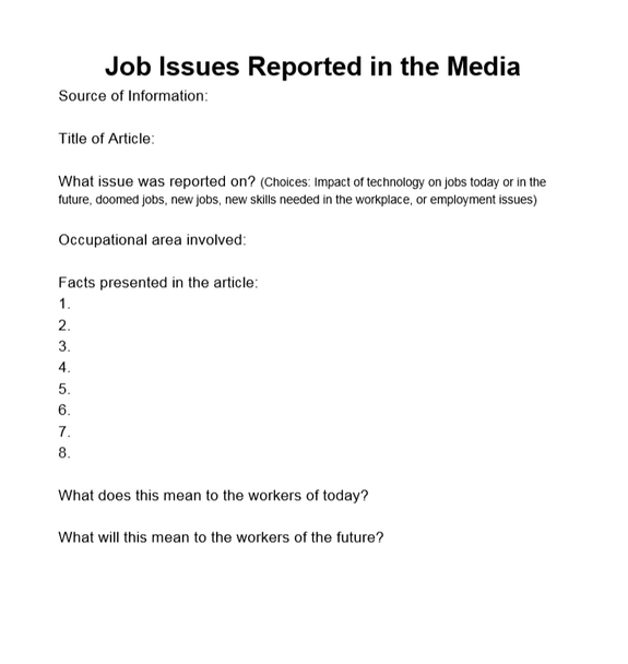 Job Issues Reported in the Media