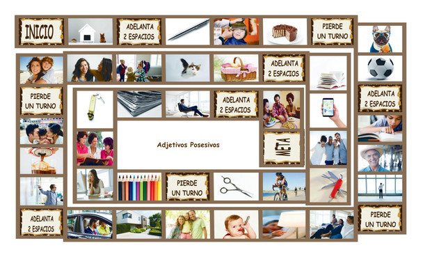 Possessive Adjectives and Possessive Case Spanish Legal Size Photo Board Game