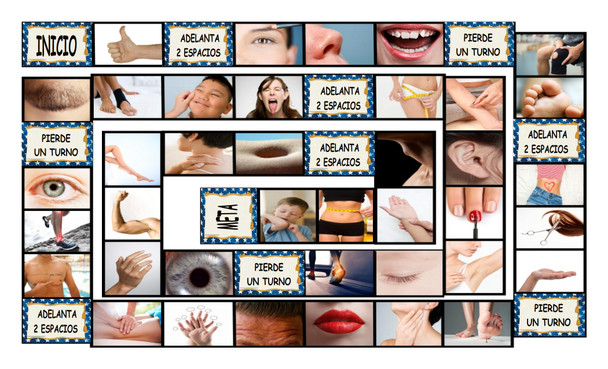 Body Parts Spanish Legal Size Photo Board Game
