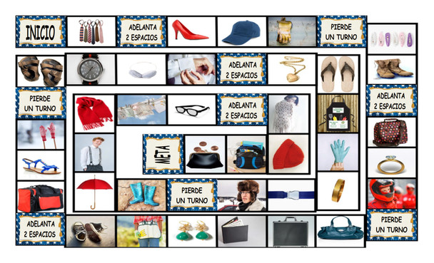 Clothing, Accessories, Footwear, and Jewelry Spanish Legal Size Photo Board Game