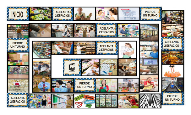 Grocery Shopping Spanish Legal Size Photo Board Game