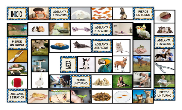 Pets and Pet Care Spanish Legal Size Photo Board Game