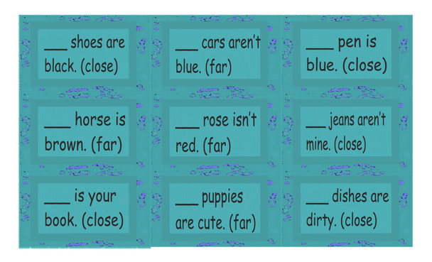 Demonstrative Adjectives Legal Size Text Card Game