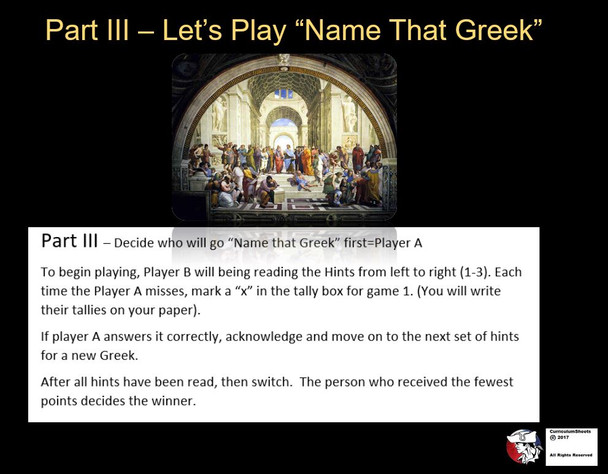 World Hist. (Name That Greek) Getting to Know the Classical Personalities