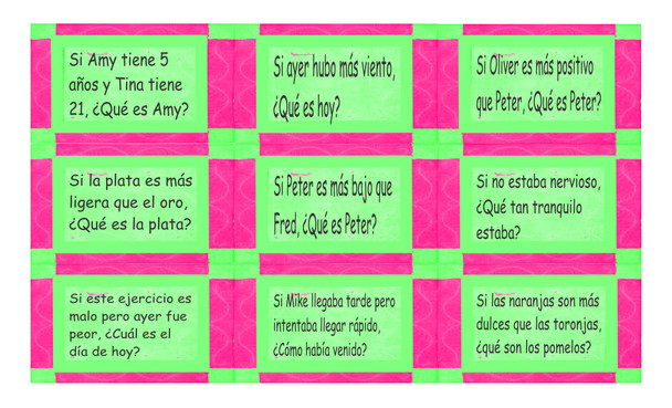 Comparisons with Tan + Adj. + Como Spanish Legal Size Text Card Game
