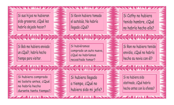 Conditional Sentences Type 3 Spanish Legal Size Text Card Game