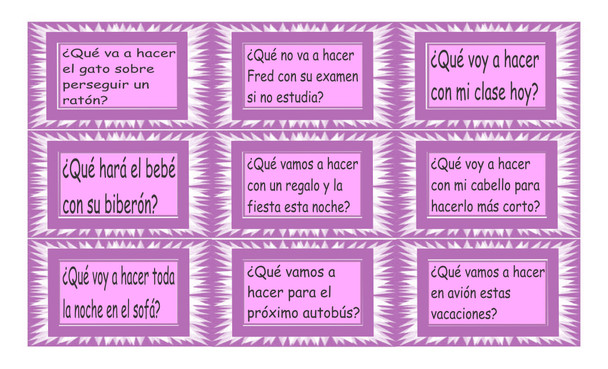 Future Simple Tense with Ir A Spanish Legal Size Text Card Game