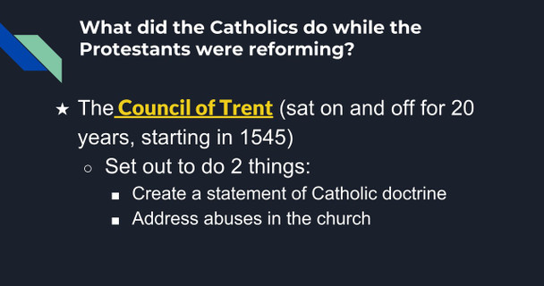 The Reformation: The Catholic Response (a.k.a. Counter Reformation) Stations