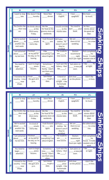 Gerunds Legal Size Text Sinking Ships Game