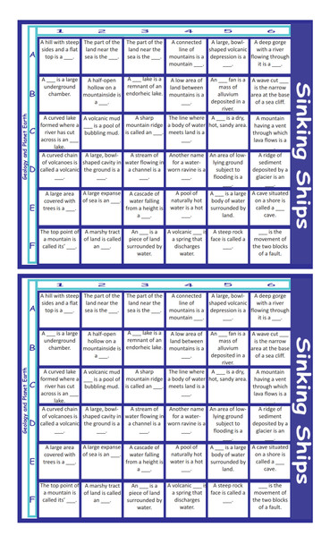 Geology and Planet Earth Legal Size Text Sinking Ships Game