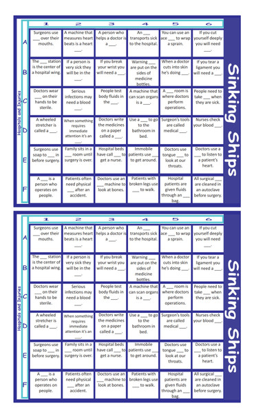 Hospitals and Injuries Legal Size Text Sinking Ships Game