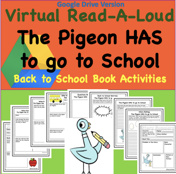 Digital Version - Virtual Read-A-Loud- The Pigeon Has to Go to School -  Student Reading Activities for Beginning of School Year