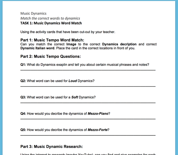 Music Dynamics-LESSON + INFOGRAPHIC