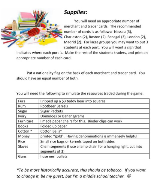 Triangle Trade Simulation Game