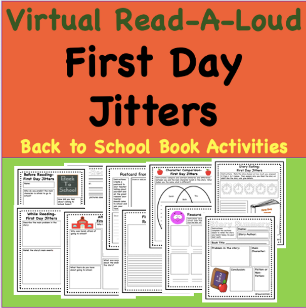 Virtual Read-A-Loud- First Day Jitters-  Student Reading Activities for Beginning of School Year