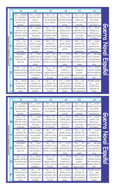 Countable vs Mass Nouns Spanish Legal Size Text Guerra Naval Board Game