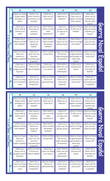 Future Simple Tense with Ir A Spanish Legal Size Text Guerra Naval Board Game